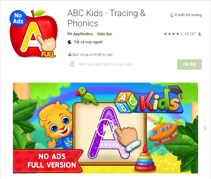 Phần mềm ABC Kids cho bé