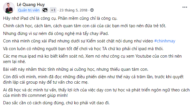 Một chia sẻ của CEO Lê Quang Huy về app học tiếng anh cho bé