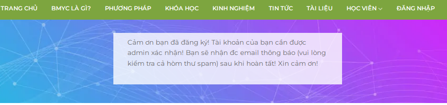 Hướng dẫn đăng ký, đăng nhập tài khoản website để truy nhập vào hệ thống dữ liệu học tập bmyc 6 Thong bao cho