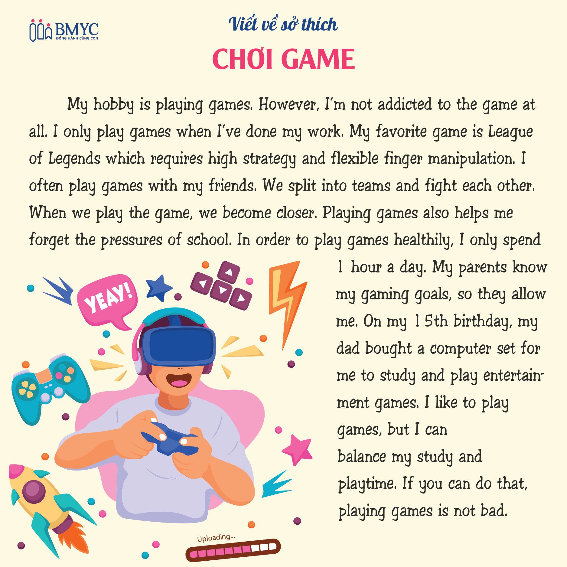 Viết về sở thích chơi game trong tiếng Anh.