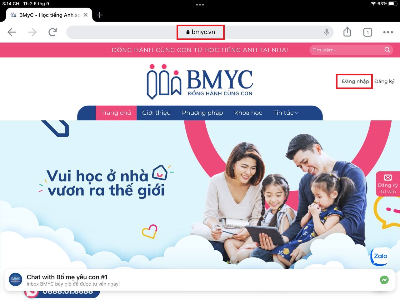 Truy cập trang web bmyc.vn để đăng nhập tài khoản