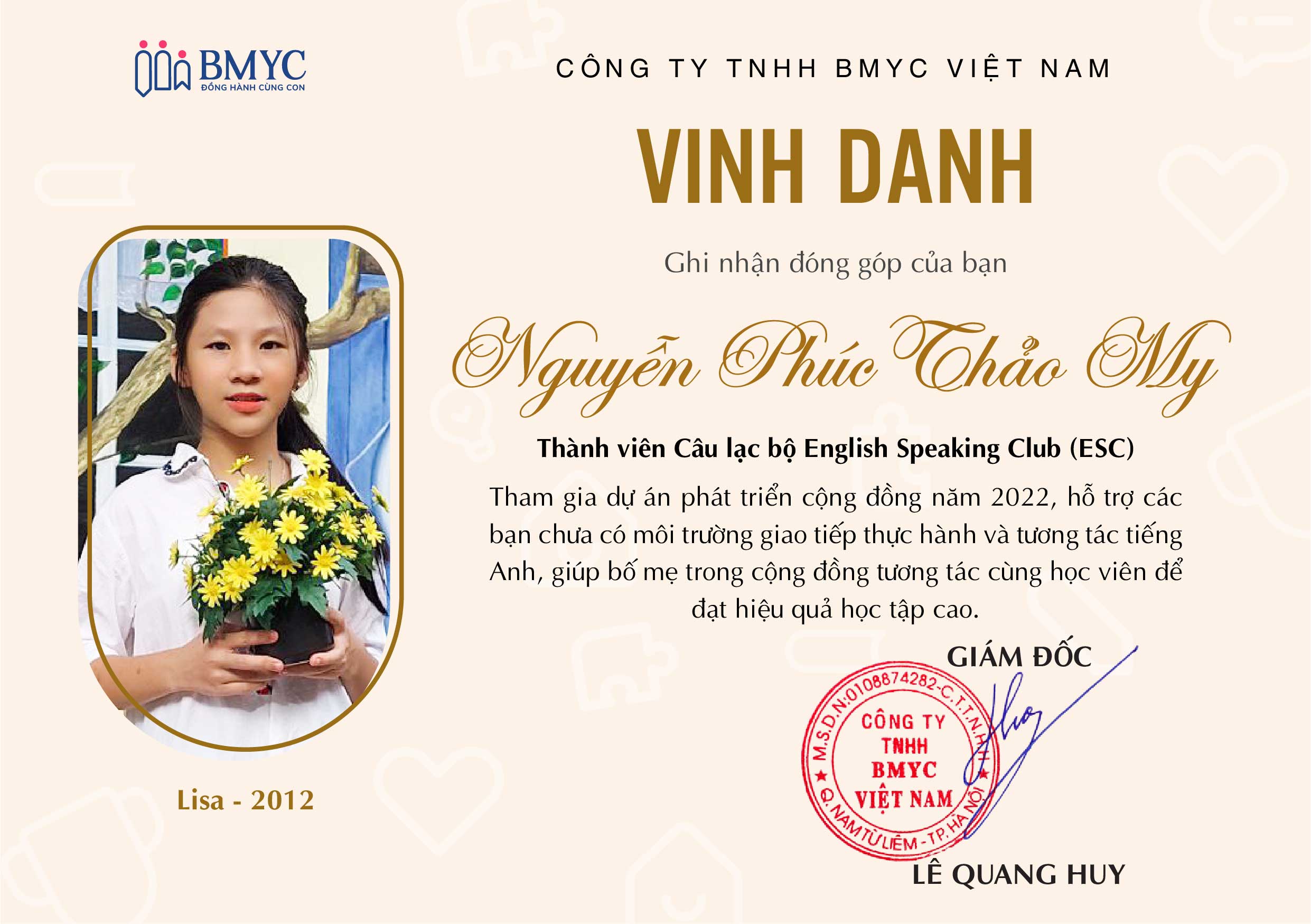 Vinh danh Host ESC Nguyễn Phúc Thảo My