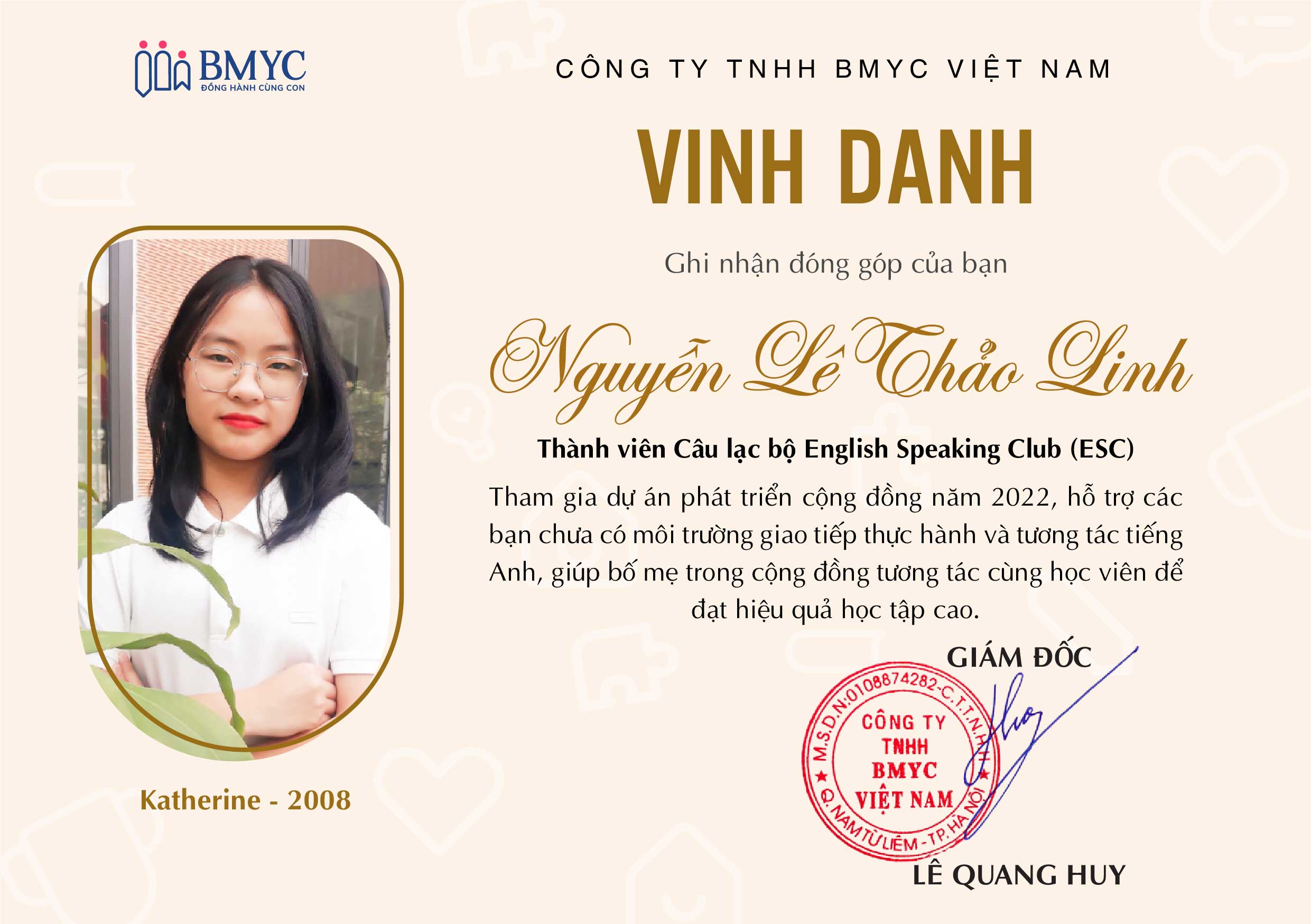 Vinh danh Host ESC Thảo Linh