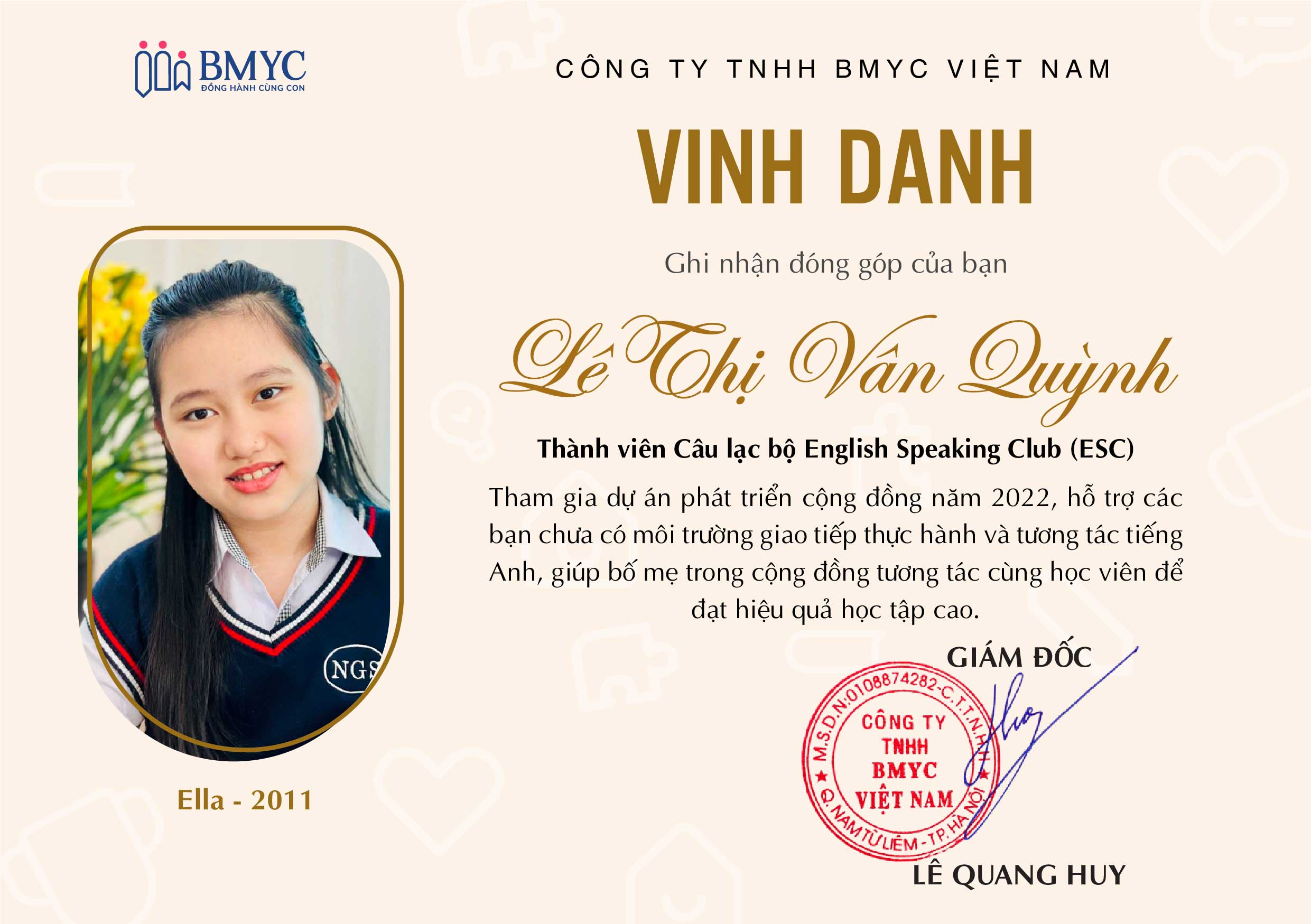 Vinh danh Host ESC Vân Quỳnh