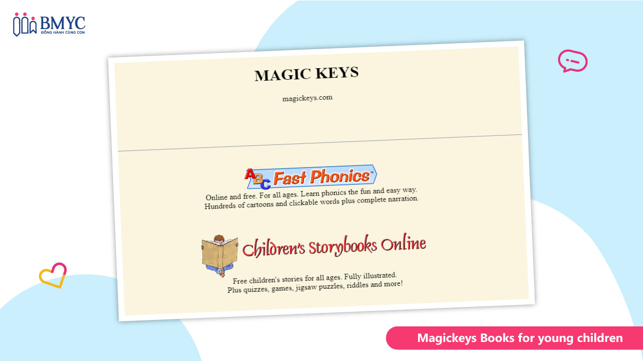 Web đọc sách tiếng Anh Magickeys Books for young children