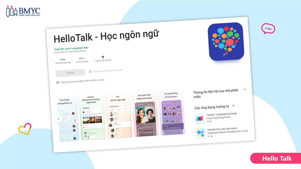 app nói chuyện với người nước ngoài Hello Talk