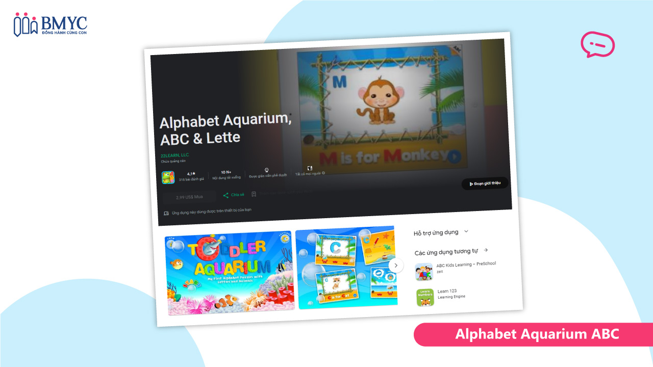 Phần mềm luyện nói tiếng Anh Alphabet Aquarium ABC