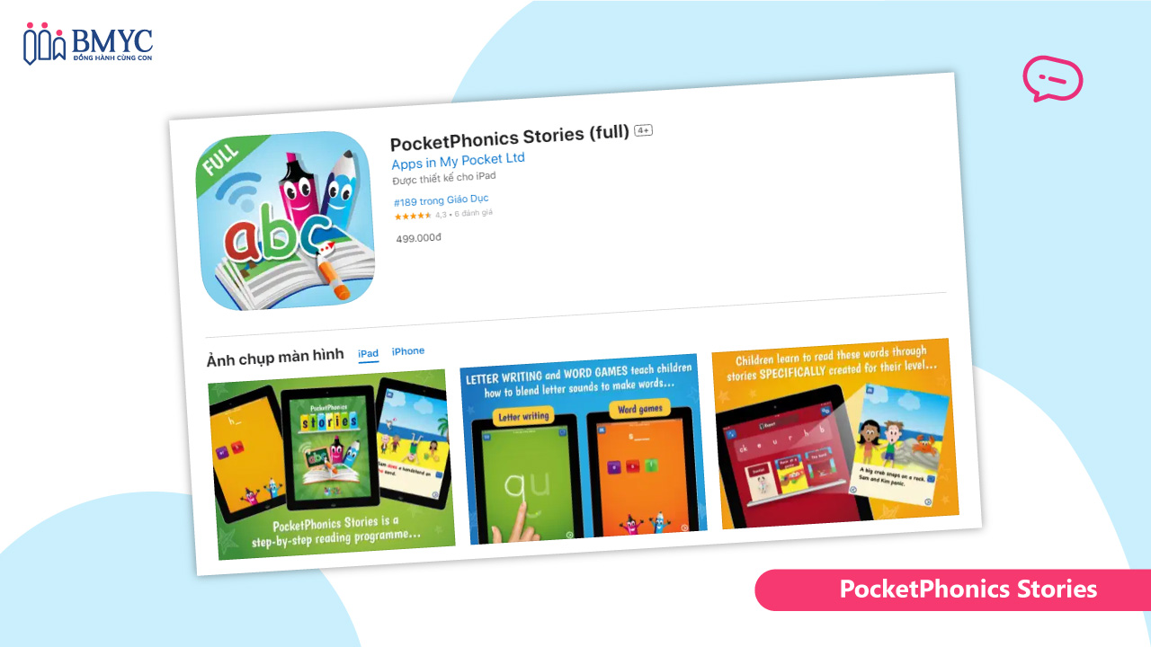 Phần mềm luyện nghe nói tiếng Anh PocketPhonics Stories