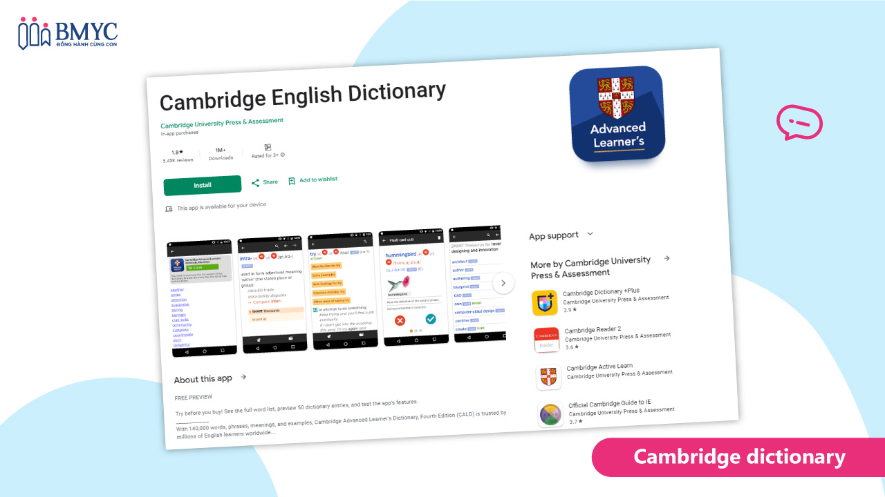 Phần mềm dịch tiếng Anh sang tiếng Việt Cambridge Dictionary