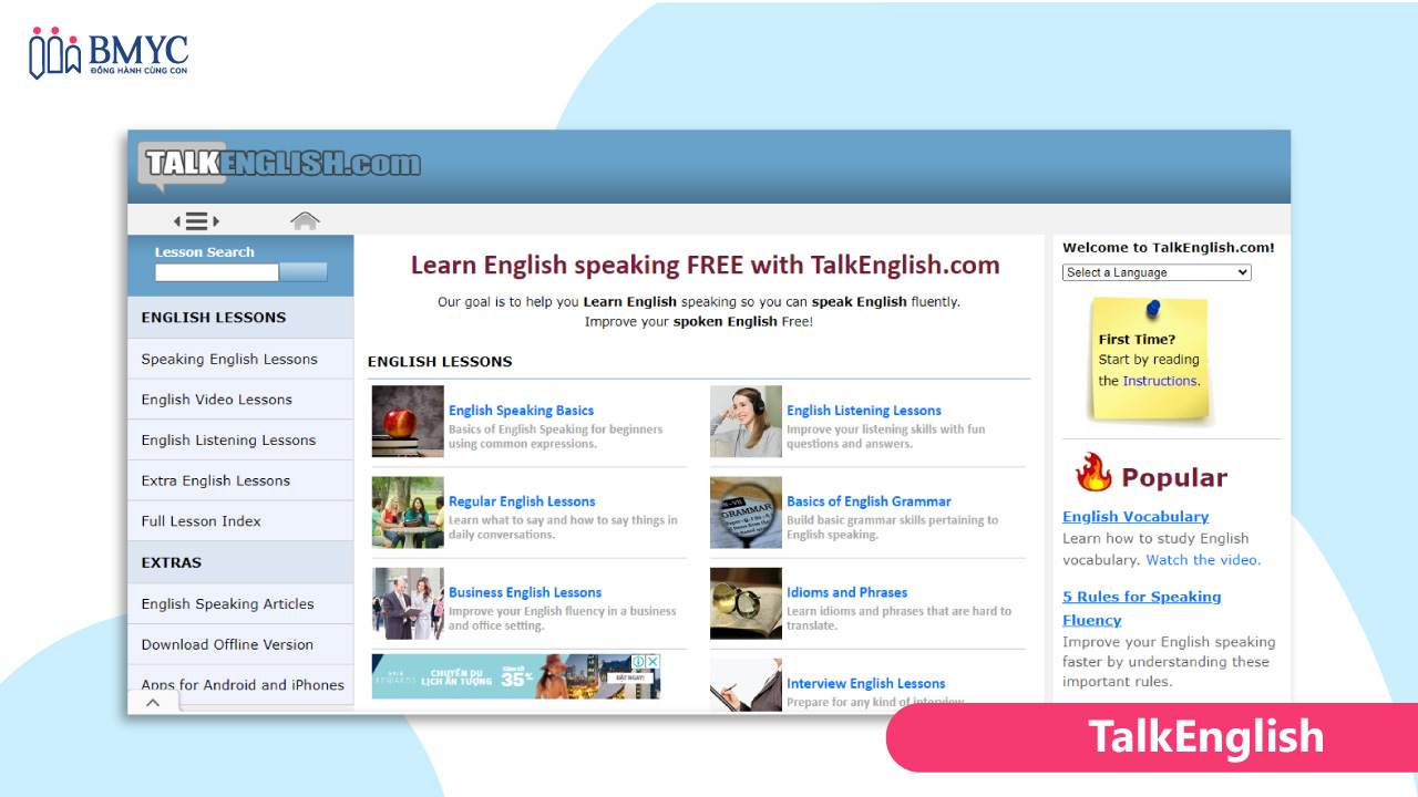 Web luyện nói tiếng anh online Talkenglish