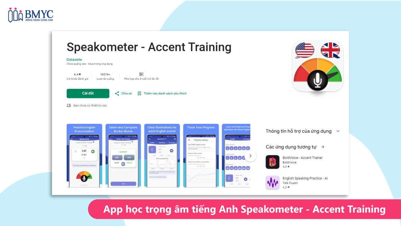 App học trọng âm tiếng Anh Speakometer - Accent Training