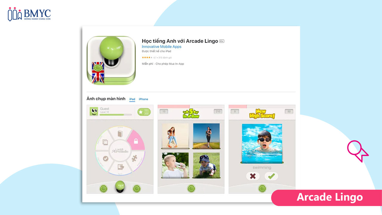 Ứng dụng học tiếng Anh online - Arcade-Lingo