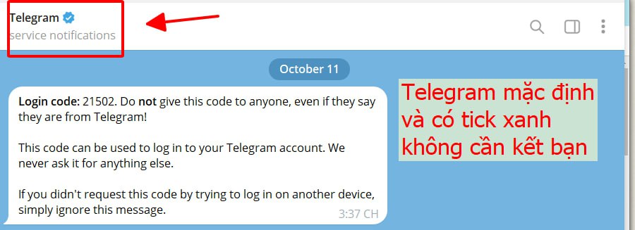 Tin nhắn từ Telegram thật