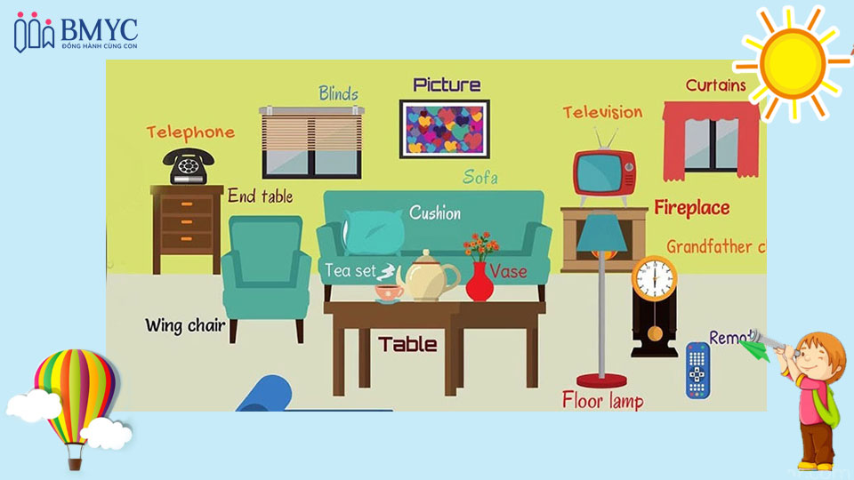 Chủ đề tiếng Anh cho trẻ mầm non: đồ dùng, đồ vật trong nhà