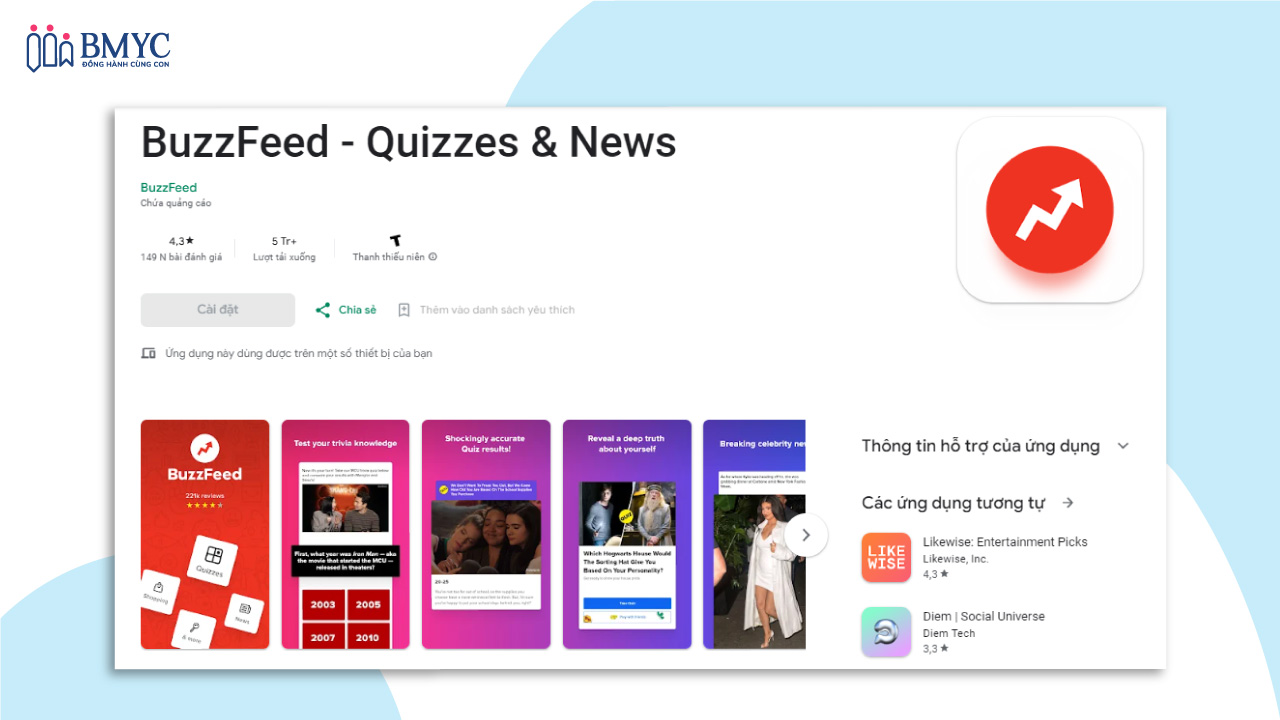 App đọc báo tiếng Anh cho trẻ em BuzzFeed