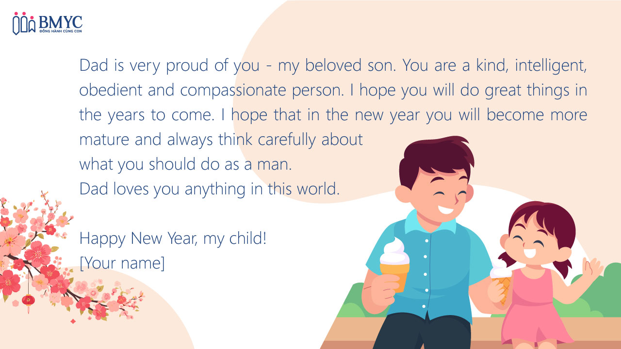 Cách viết thiệp chúc mừng năm mới bằng tiếng Anh cho con