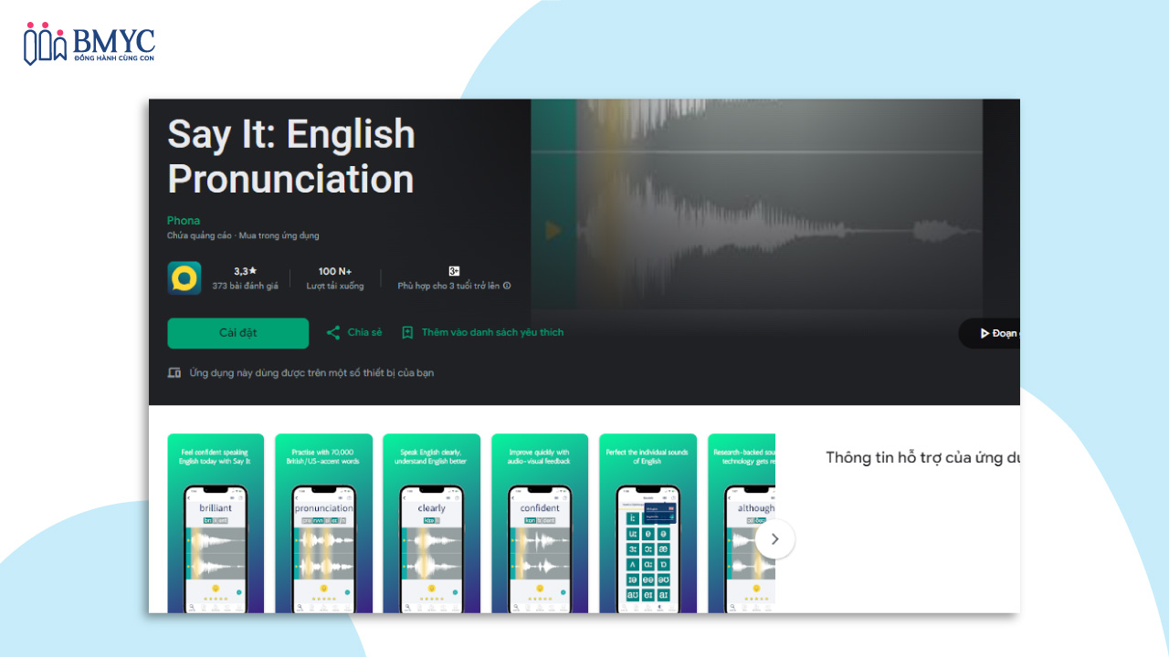 App luyện đọc tiếng Anh Say It: English Pronunciation