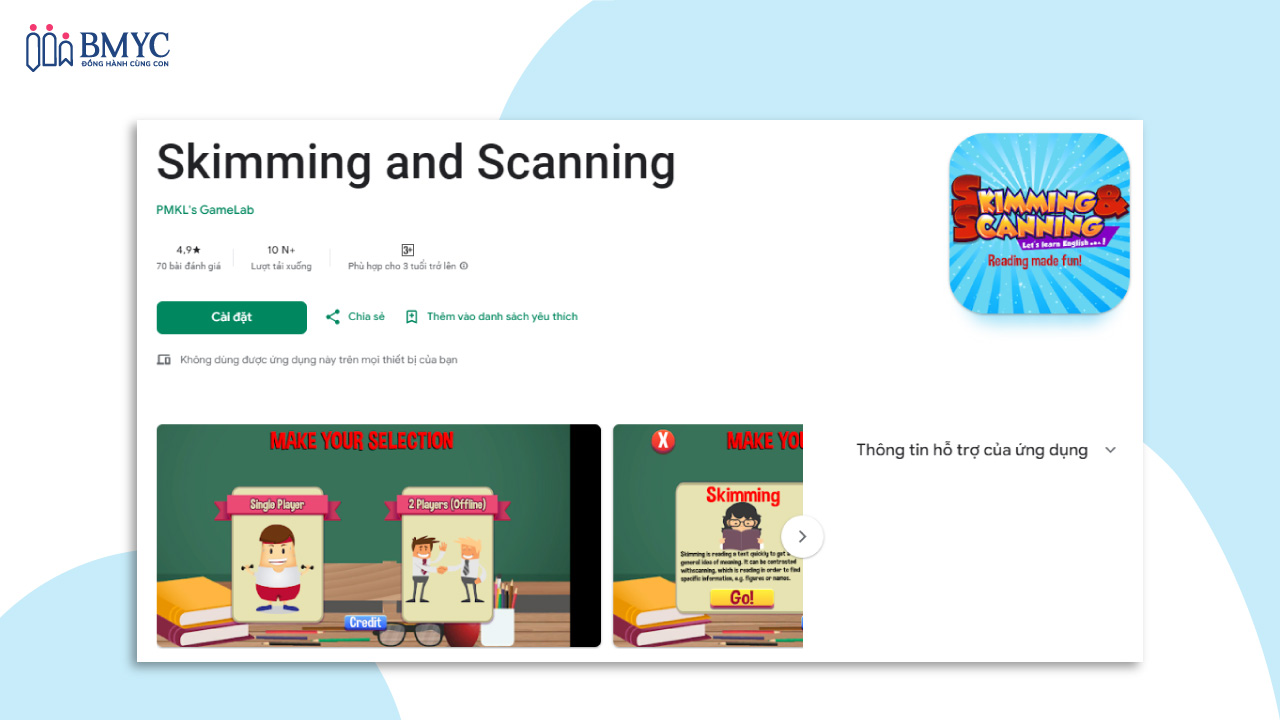 App Skimming & Scanning là một ứng dụng luyện đọc tiếng Anh miễn phí và hiệu quả