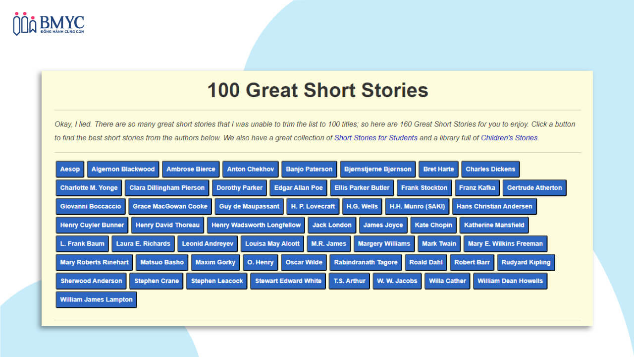 Web luyện đọc tiếng Anh miễn phí Shortstories
