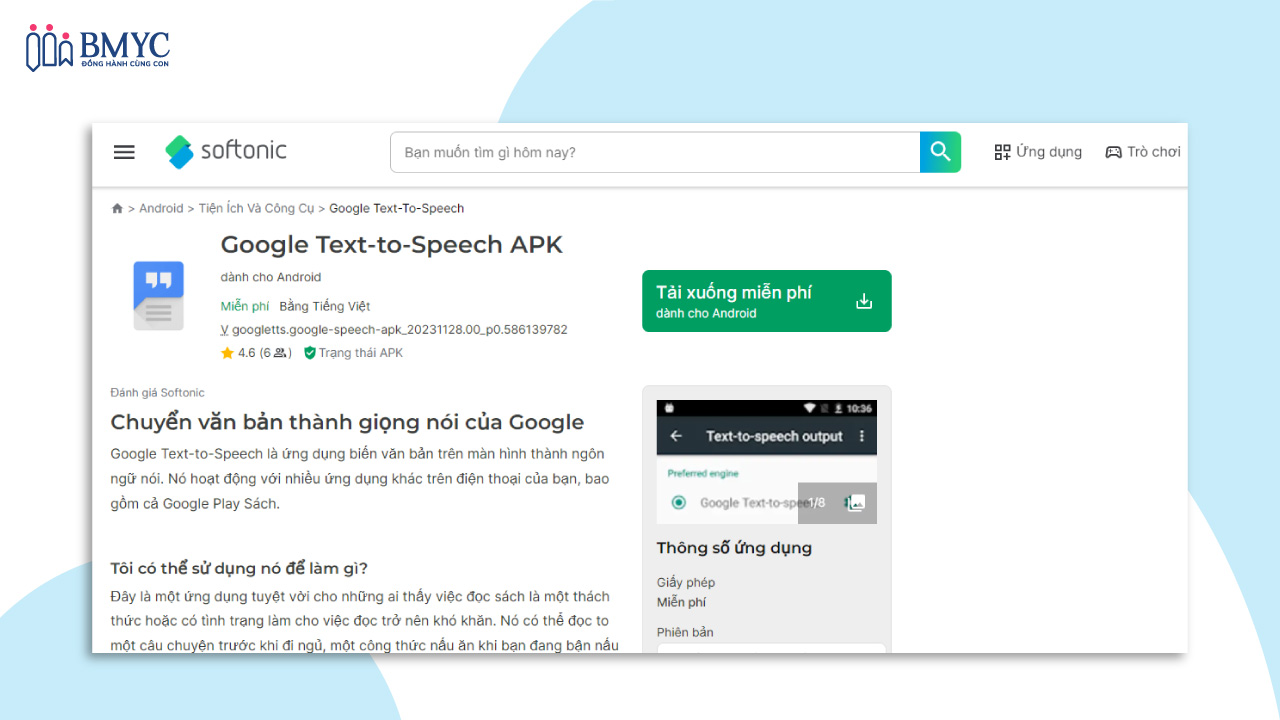 Ứng dụng đọc văn bản tiếng Anh Google Text-to-Speech