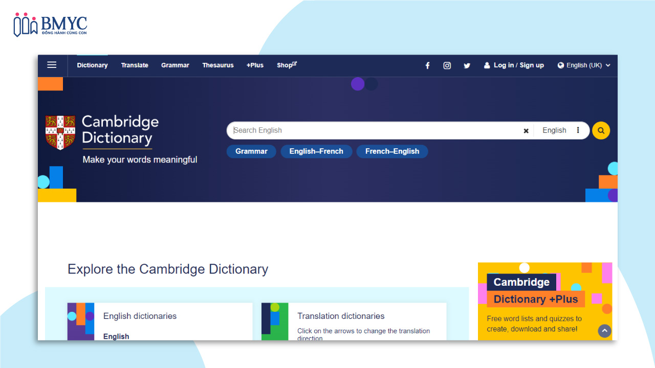 Web tra phiên âm tiếng Anh Cambridge Dictionary