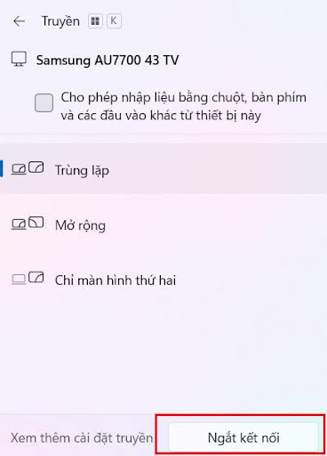 Bước 4 - Ngắt kết nối