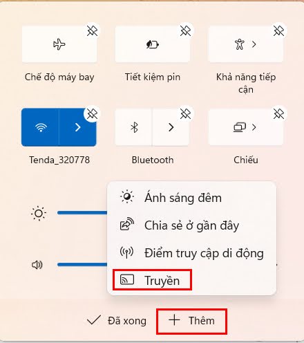 Chọn Truyền-> Thêm