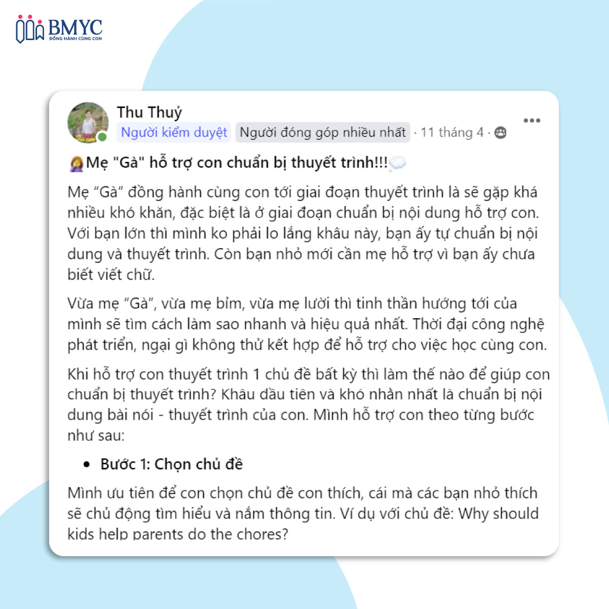 Những sai lầm phổ biến khi dạy trẻ thuyết trình tiếng Anh - Thu Thủy