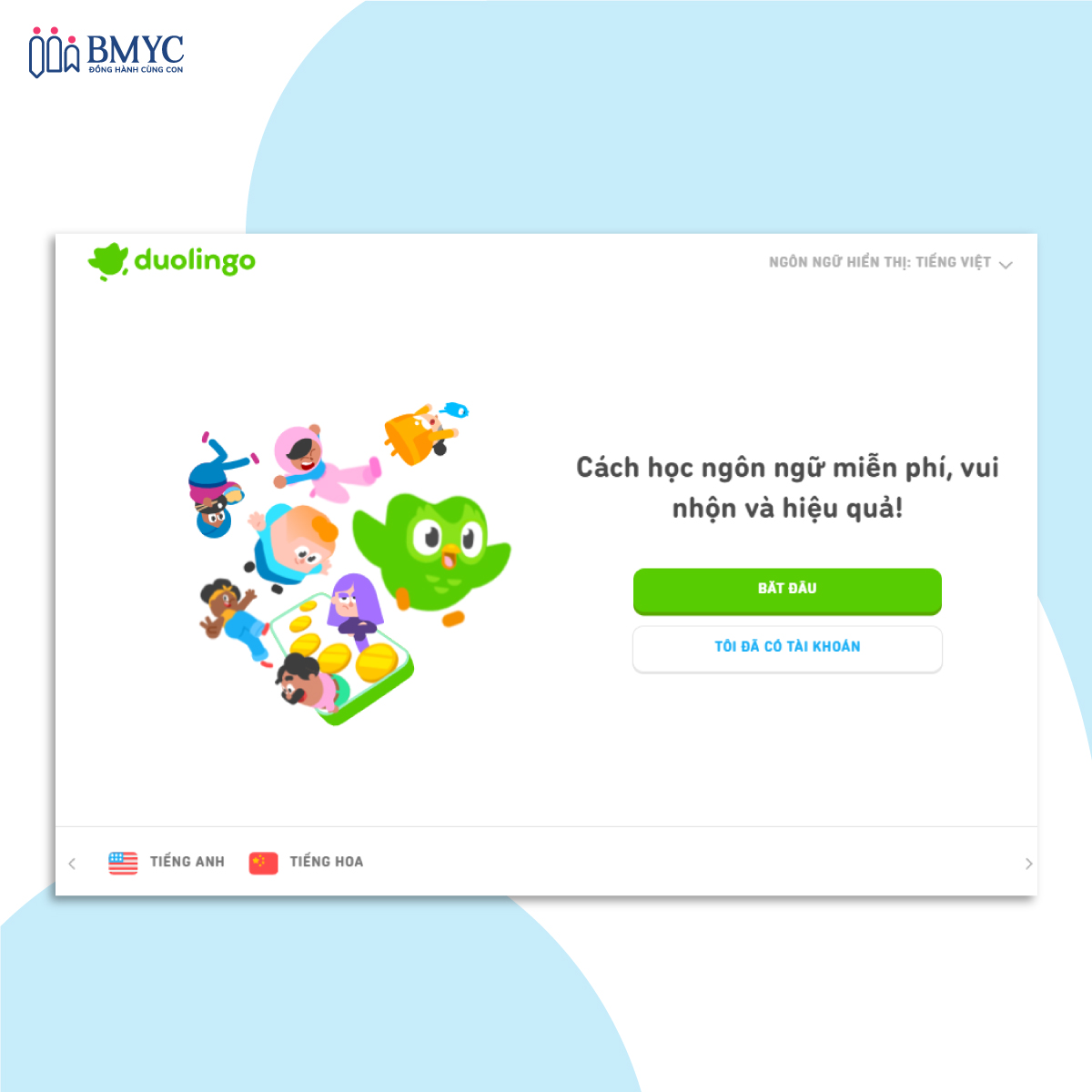 Trang web học tiếng Anh cho trẻ em miễn phí - Duolingo