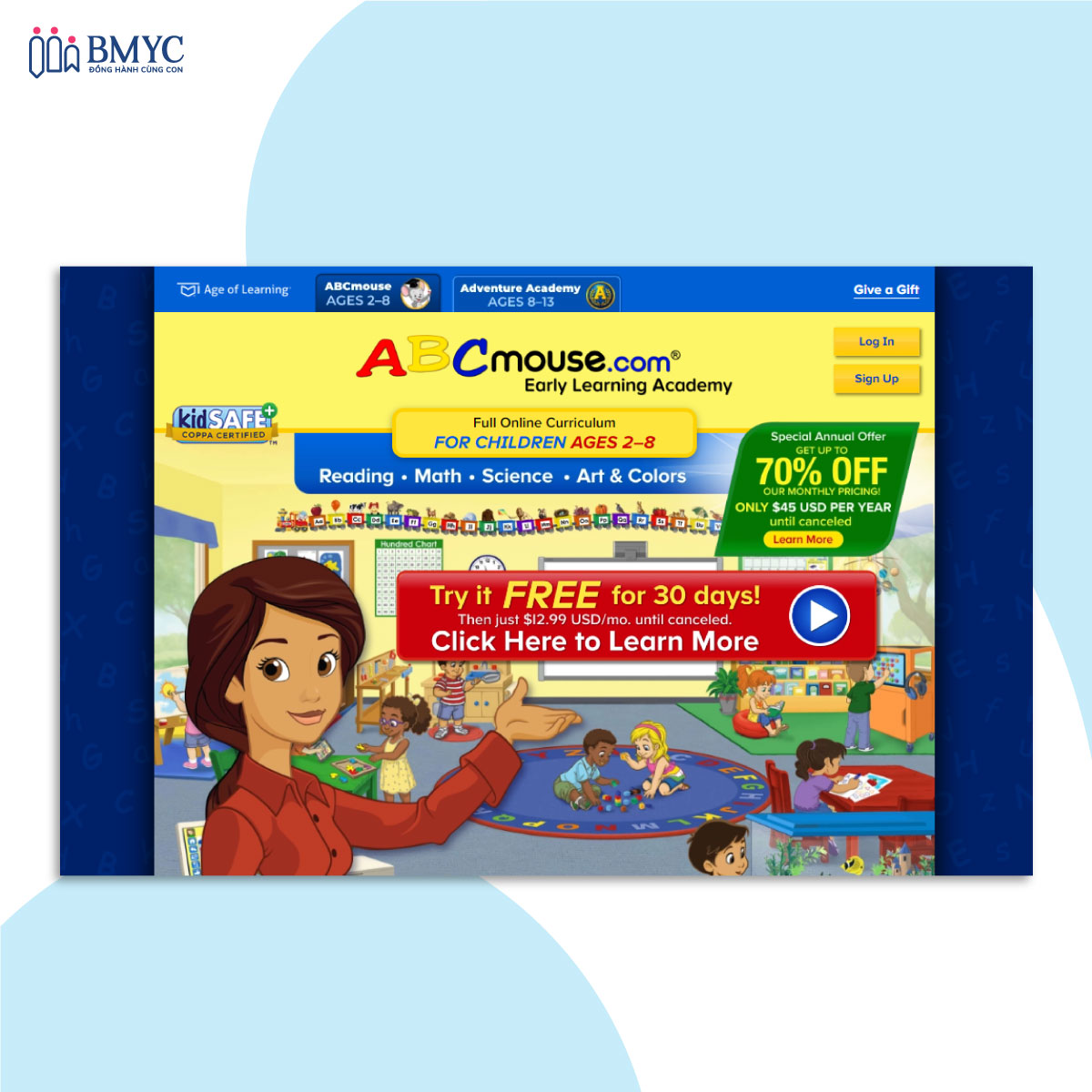 Trang Web học tiếng Anh cho trẻ em miễn phí - ABCmouse