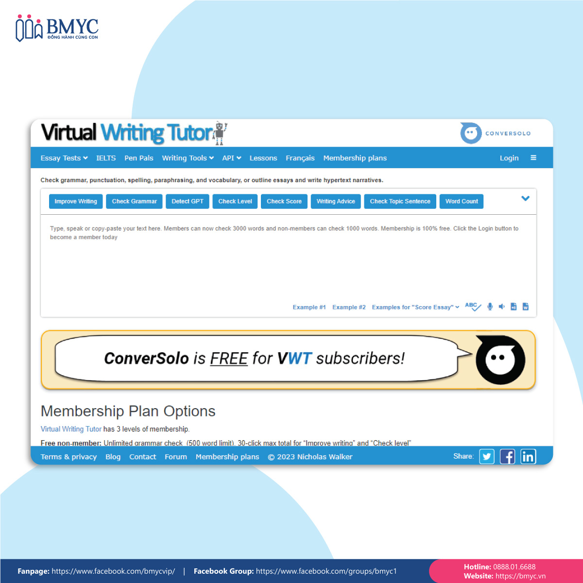 Website check ngữ pháp Tiếng Anh - Virtual Writing Tutor