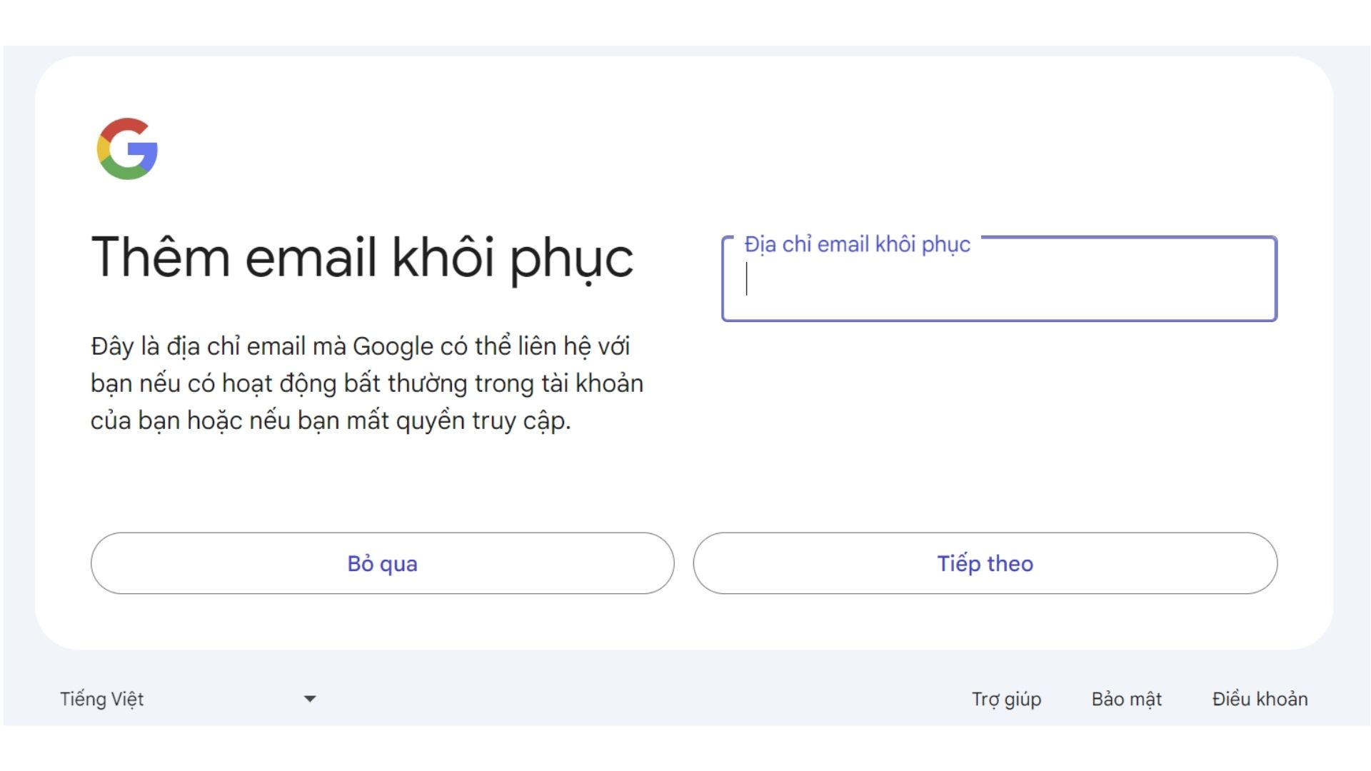 Email khôi phục