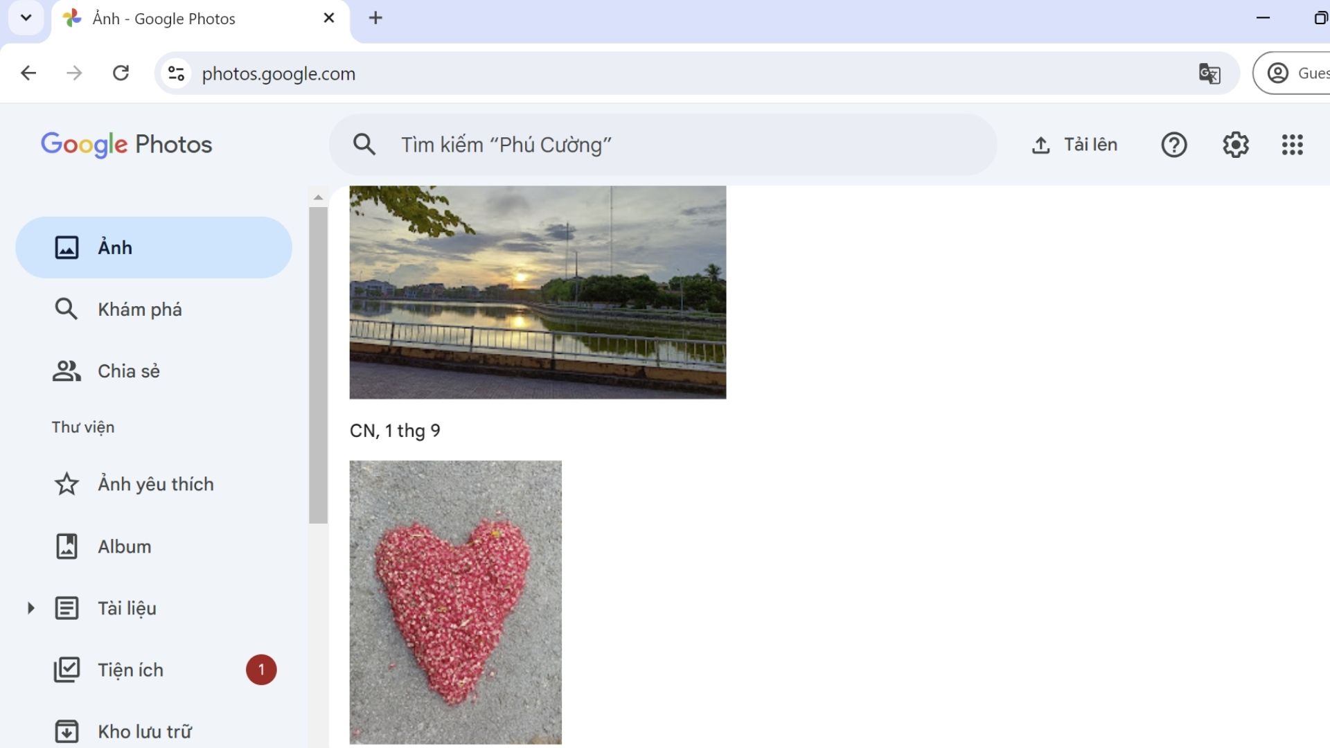 Giao diện Google photos