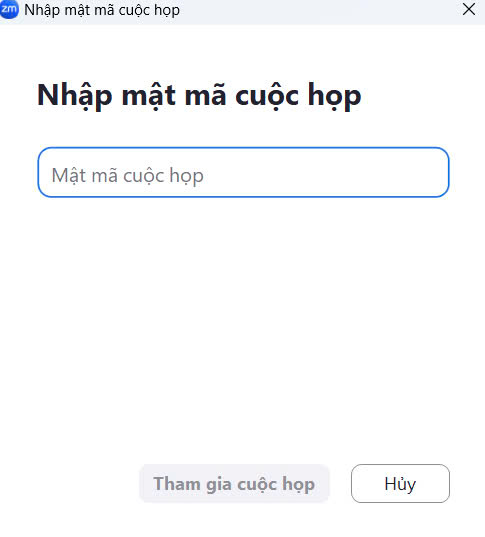 Nhập mật mã cuộc họp Zoom