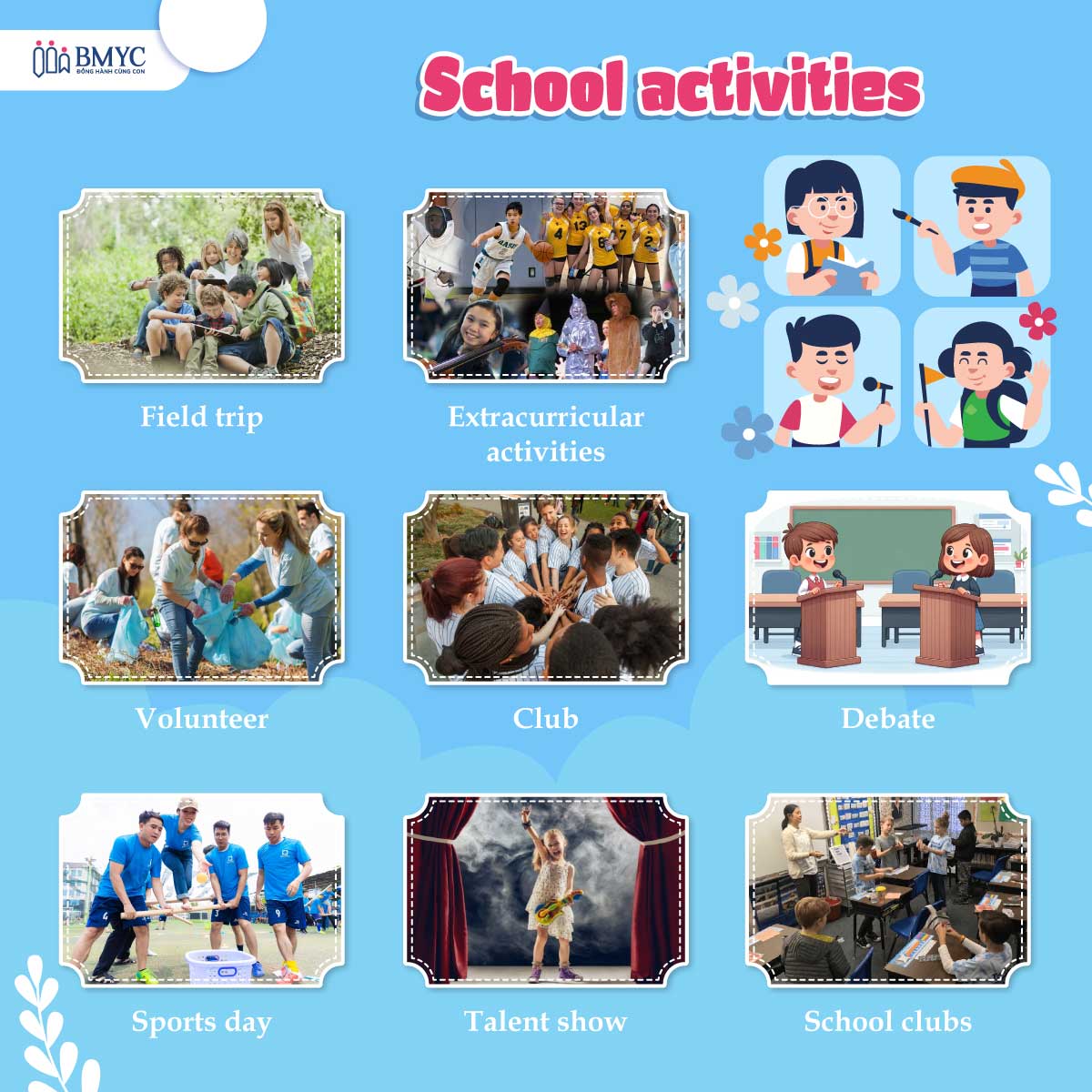 School activities-related vocabulary