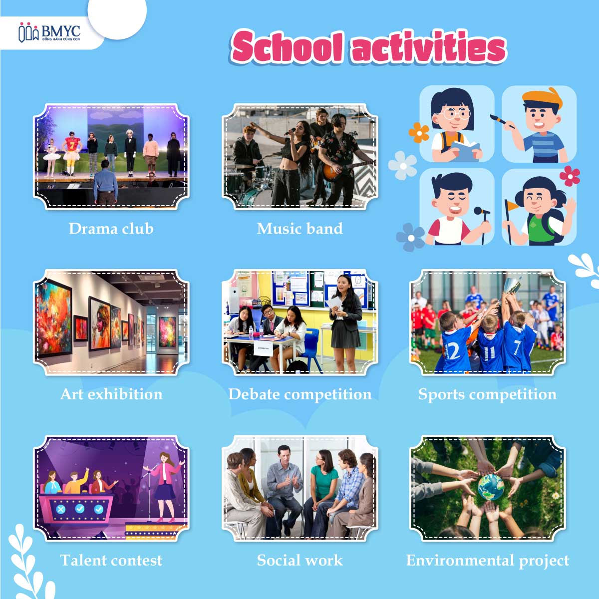 School activities-related vocabulary