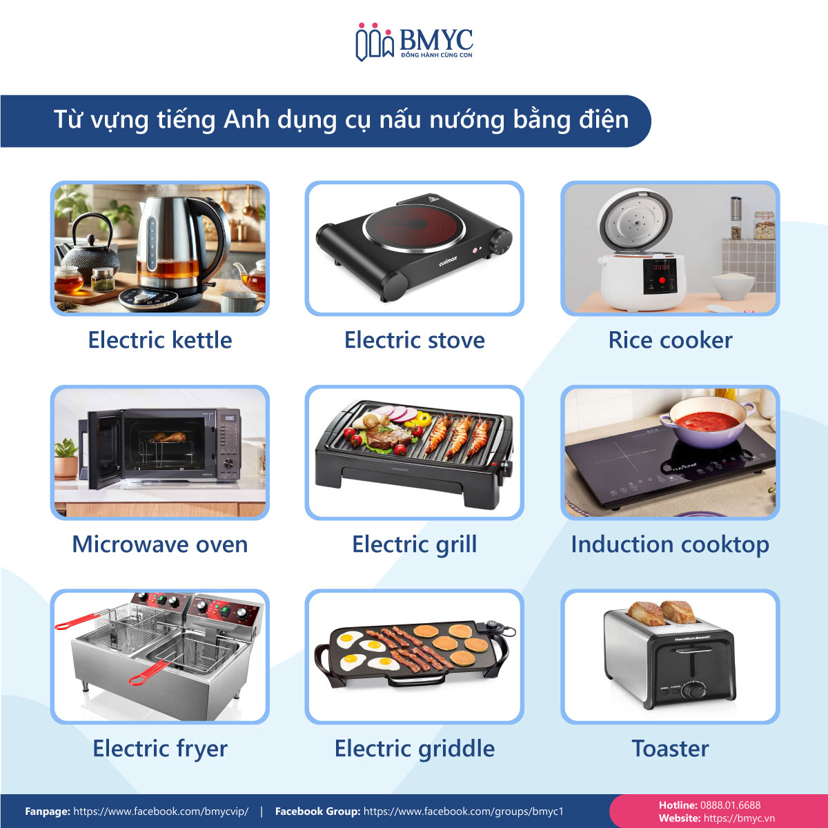 Dụng cụ nhà bếp tiếng Anh bằng điện