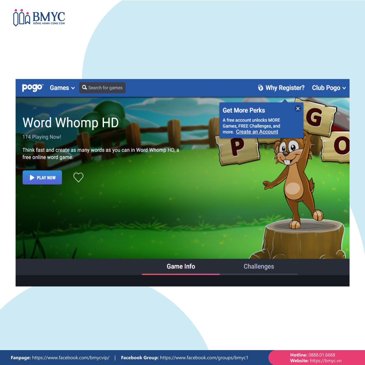 Website cung cấp game dạy tiếng Anh Word Whomp