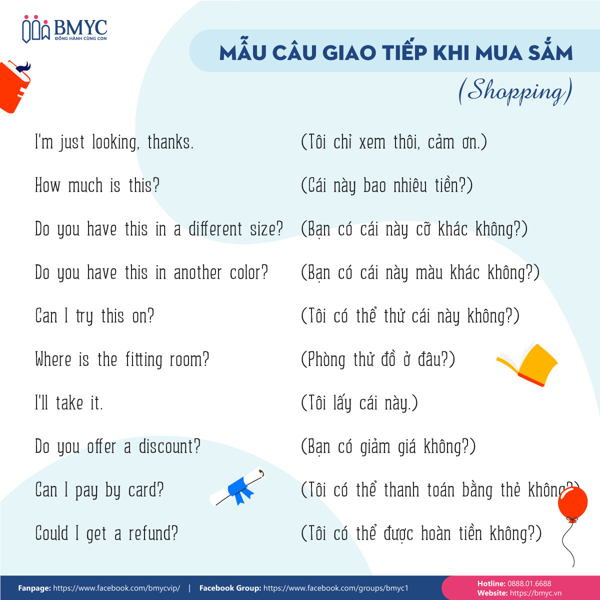 Mẫu câu giao tiếp tiếng Anh thông dụng khi đi mua sắm