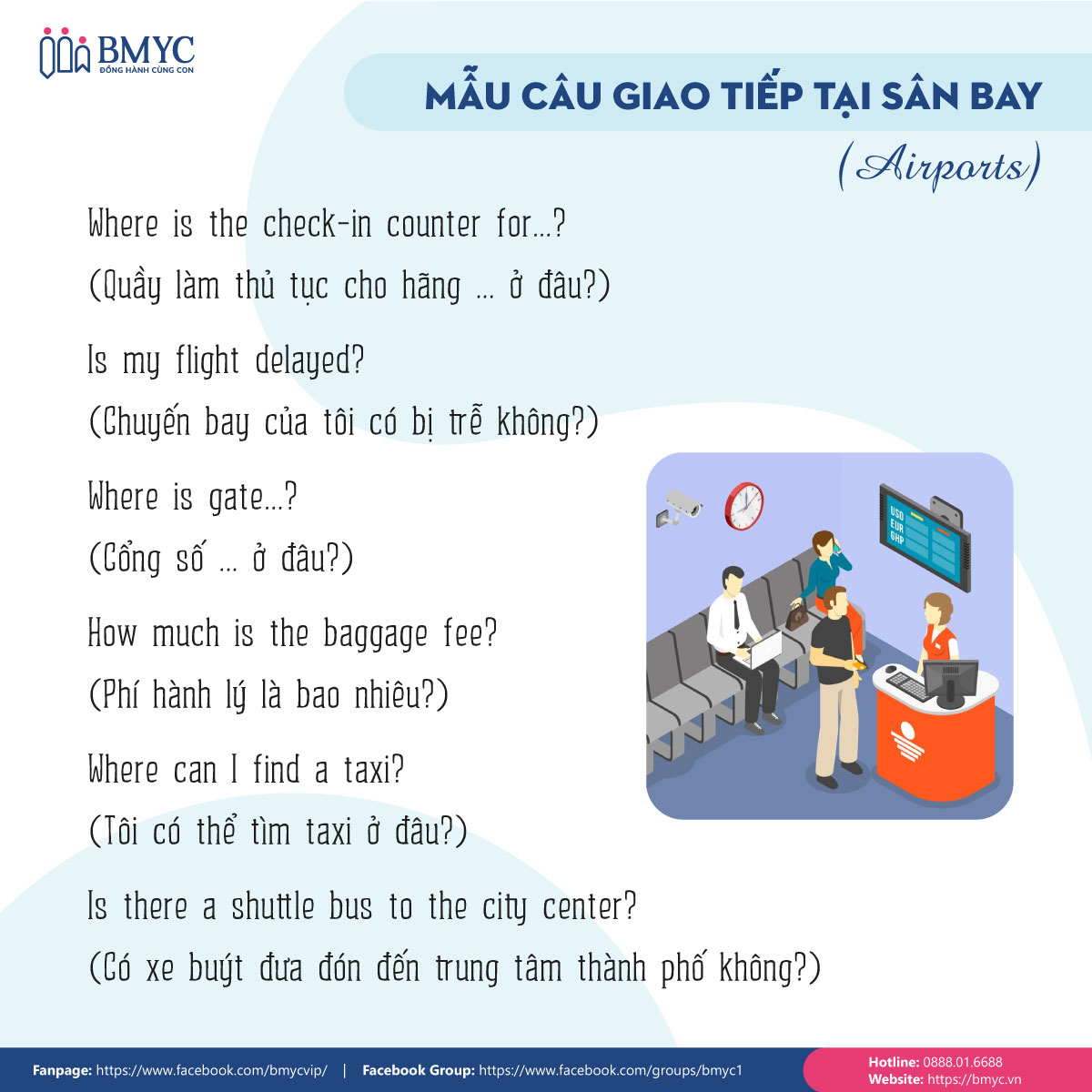 Mẫu câu giao tiếp tiếng Anh thông dụng tại sân bay