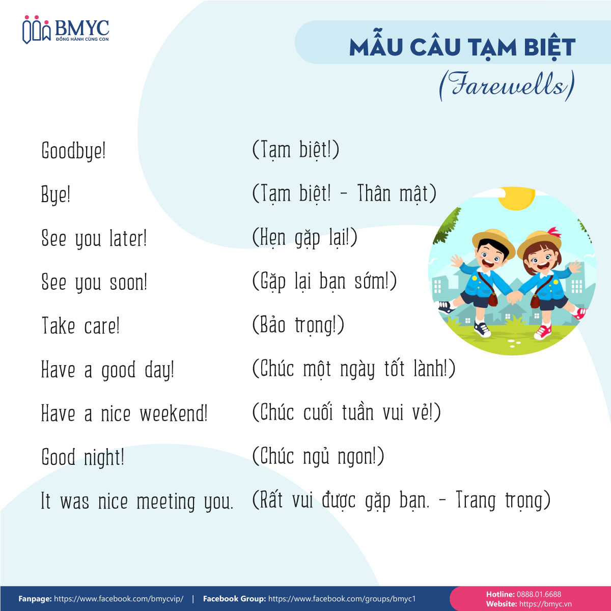 Mẫu câu tạm biệt trong giao tiếp tiếng Anh 