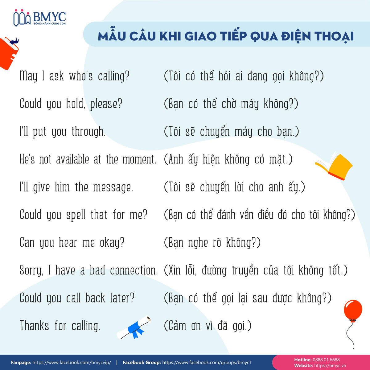 Những mẫu câu hay khi giao tiếp tiếng Anh qua điện thoại