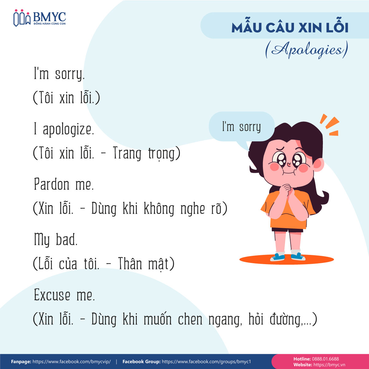 Những mẫu câu nói xin lỗi trong giao tiếp tiếng Anh thông dụng