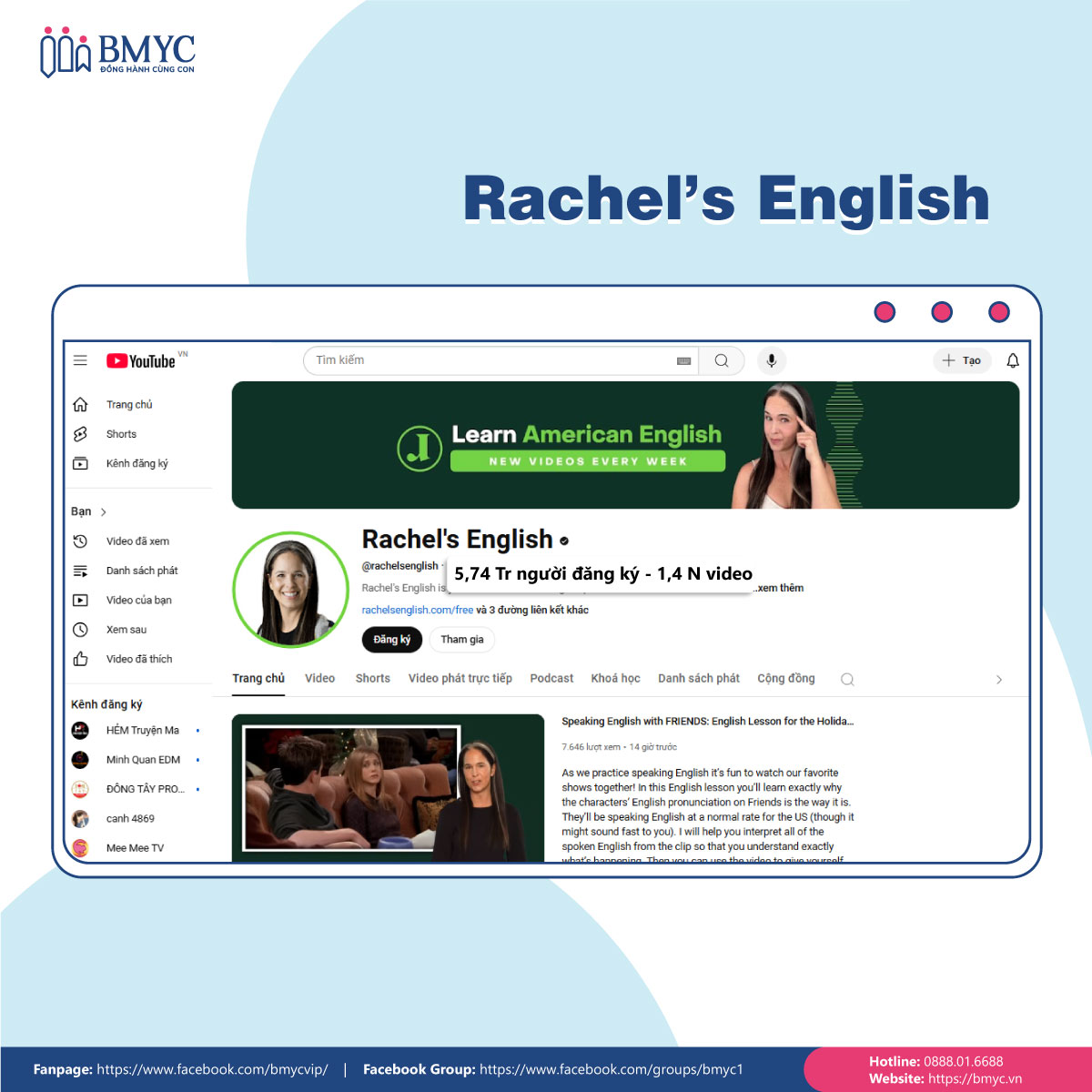 Rachel’s English - Kênh Youtube video luyện nói tiếng Anh giúp cách phát âm chuẩn chỉnh, rõ ràng