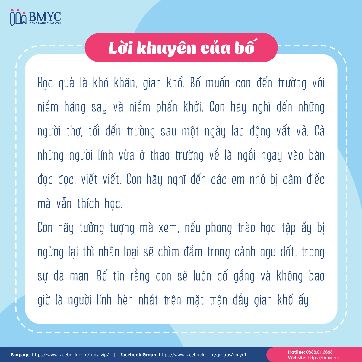 Bài tập đọc "Lời khuyên của bố" dành cho các em học sinh lớp 1