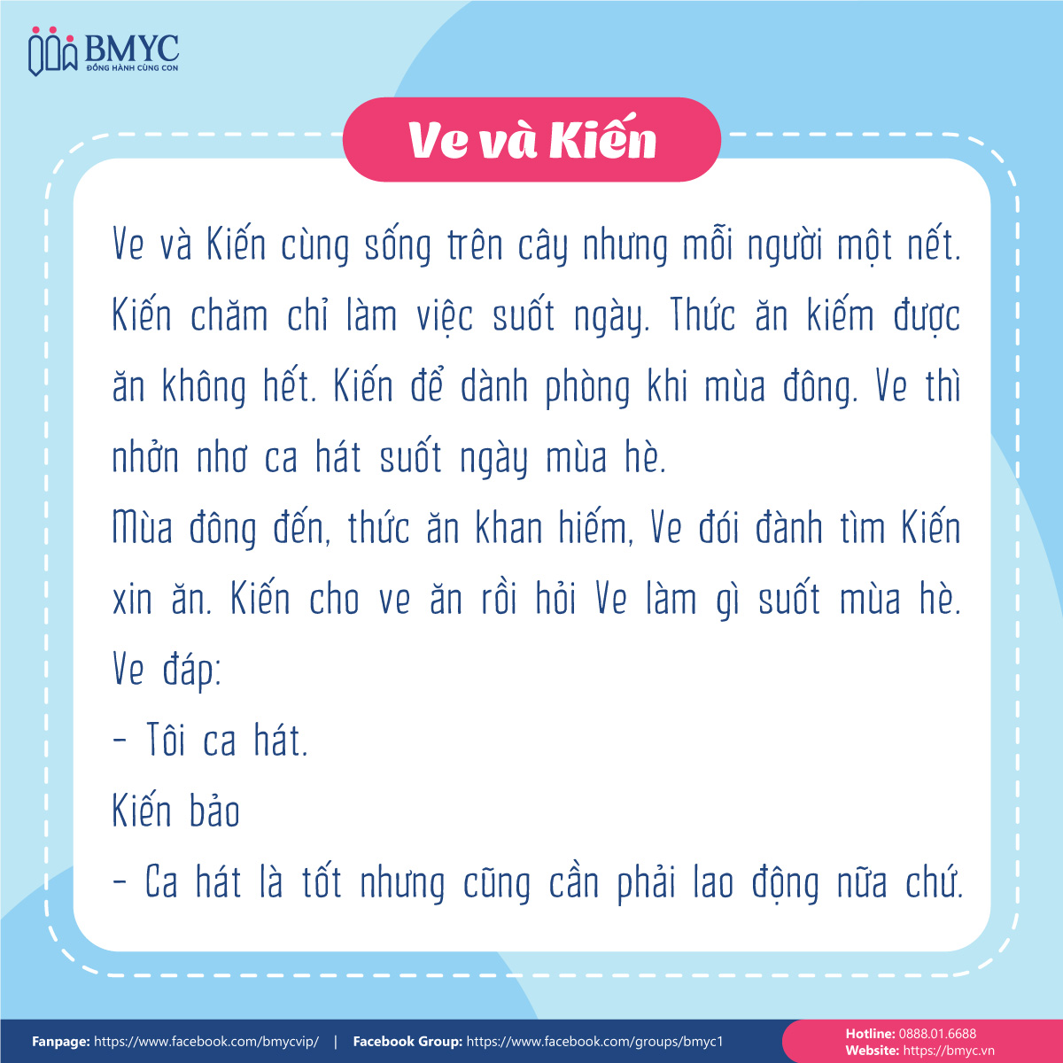 Ve và kiến - Bài tập đọc cho học sinh lớp 1