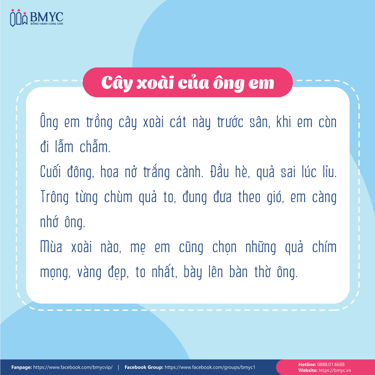 Bài tập đọc cho học sinh lớp 1 - Cây xoài của ông em