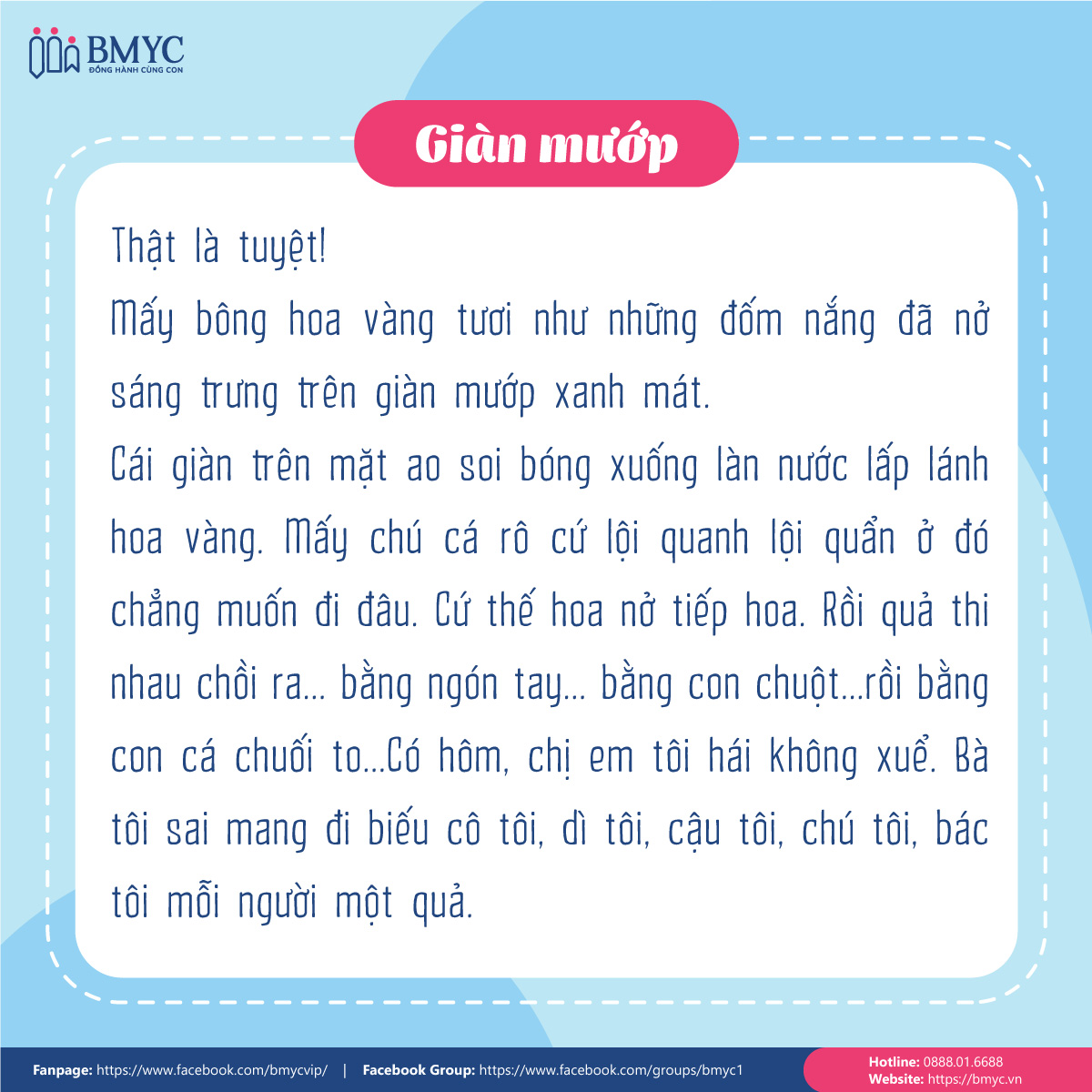 Bài tập đọc "Giàn mướp" dành cho học sinh lớp 1