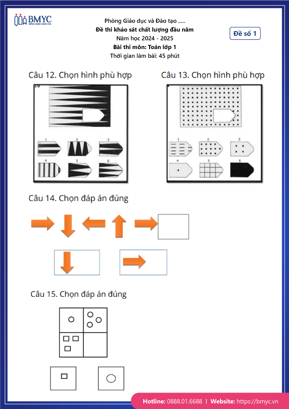 Đề thi khảo sát chất lượng đầu năm môn toán lớp 1 - Đề 1 - Trang 5