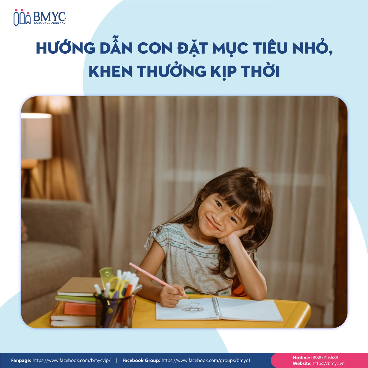 Hướng dẫn con đặt mục tiêu nhỏ, bố mẹ khen thưởng kịp thời